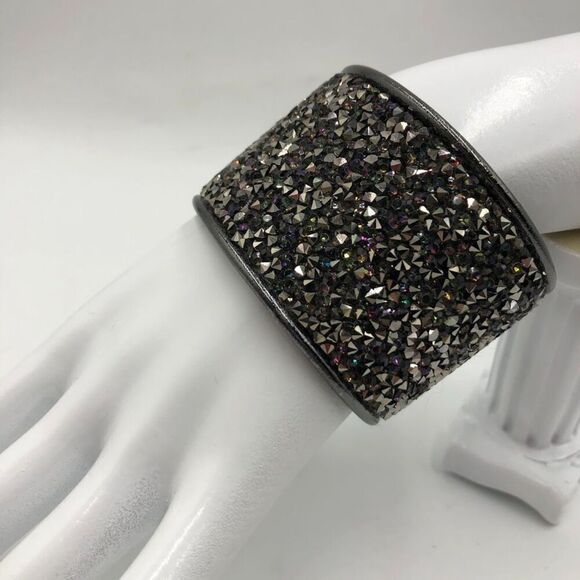 Sparkly Glittery Womens Cuff Slip On Statement Bracelet Fashion Costume Jewelry - Picture 5 of 9